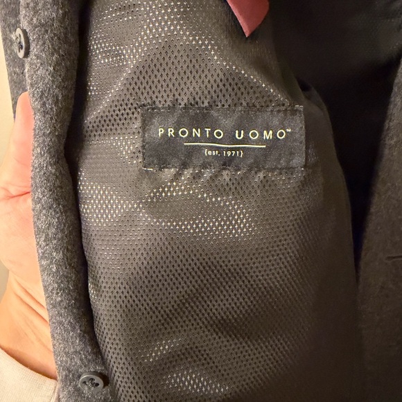 Men’s Pronto Uomo Charcoal Wool Blend Trench Pea Coat Jacket 42R - Picture 2 of 14